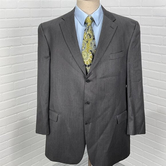 Hart Schaffner Marx Blazer Men 46 Gray Bespoke Gold Trumpeter Classic USA Jacket - Picture 1 of 16